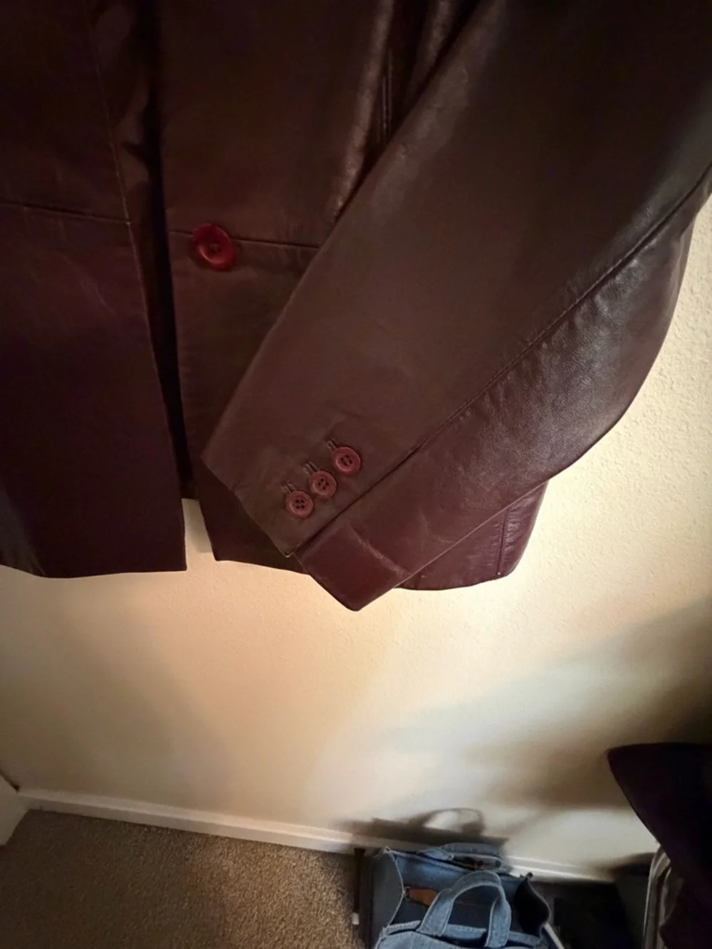 Vintage Women’s Burgundy Leather Blazer Jacket-Size M - Picture 3 of 6